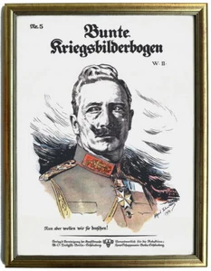 Kaiser-Wilhelm II. "Nun wollen wir Sie dreschen", großer Druck, gerahmt 33x43cm - Bild 1 von 1