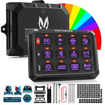 MICTUNING P1s RGB 6/8/12 Gang Switch Panel, Led Toggle Touch Switch Circuit Box - Image 1 of 4