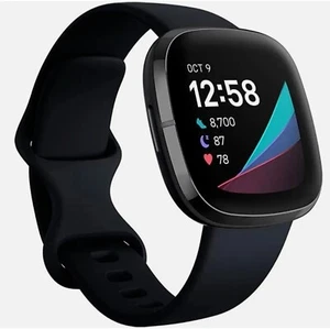 New Fitbit Sense Advanced Activity Tracker Smartwatch Carbon Graphite FB512BKBK - Picture 1 of 2