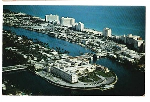 Hotel Row NORTH BEACH St Francis Hospital Aerial View Miami Florida FL Postcard - Picture 1 of 2