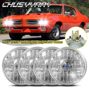 For Pontiac Catalina GTO Grand Prix 4x 5-3/4 5.75"inch Headlights Halogen Hi/Lo - Picture 1 of 11