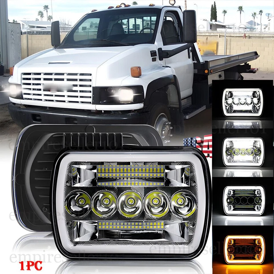 170W 7x6" Led Headlight Hi/Lo Halo Fit for GMC TopKick C6500 C5500 C4500 Truck - Image 1 of 4