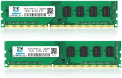 PC3 12800U 16GB Kit (8Gbx2) DDR3 1600Mhz UDIMM RAM, 8GB 2Rx8 PC3 12800U CL11 1.5 - Immagine 1 di 4