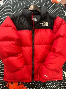 North Face 1996 Retro Nuptse Jacket Red And Dark Grey Mens size S - Picture 1 of 15