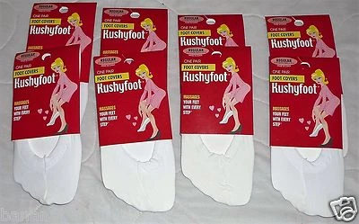 8 prs KushyFoot Massaging Foot Covers Liners No show Socks Nylon White Kushy - Image 1 of 2