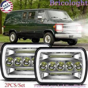 Fit Chevy G10 G20 G30 Van 1978-1995 Pair 5x7 7x6" LED Headlights Hi/Lo Beam DOT - Picture 1 of 16