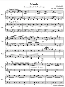 Prokofiev March from opera Love to Three Oranges piano duet moderate level PDF - Picture 1 of 1