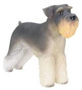 Schnauzer Dog Figurine 3 inch Statue Resin Standing Grey White - Picture 1 of 1