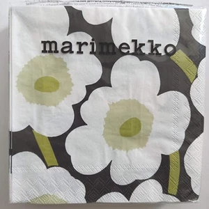Marimekko Paper Napkins UNIKKO black green 20-count 25cm Cocktail IHR Boston - Picture 1 of 3