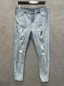 H&M Blue Jeans Women's Size 16 Distressed Light Wash Slim Casual - Picture 1 of 10