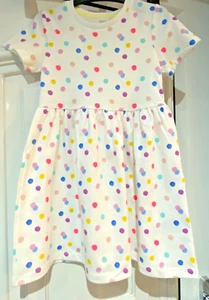 Beautiful Girls M&S White Multi Spotted Print Cotton Dress 5-6 years 116cm BNWT - Picture 1 of 8