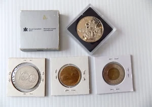 CANADIAN DOLLAR COINS AND A 1990 KELSEY SILVER DOLLAR - Picture 1 of 9