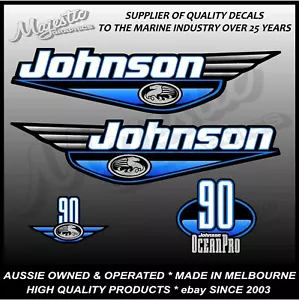 JOHNSON 90 hp - OCEAN PRO - DECAL SET - BLUE - OUTBOARD DECALS - Picture 1 of 1