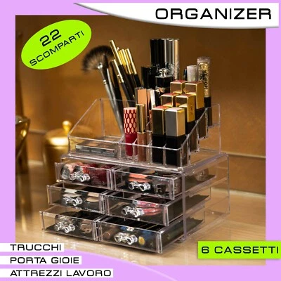 Organizer per Make Up, Box Porta Trucchi, Porta Gioie 22 Scomparti (6 cassetti) - Immagine 1 di 4