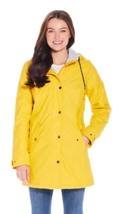 Weatherproof Ladies Slicker Rain Jacket Coat Sunshine Yellow Plush Lining, Large - Picture 1 of 9