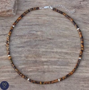 Tiger Eye Bead Necklace, Adjustable, Minimalist Bohemian necklace - Picture 1 of 3