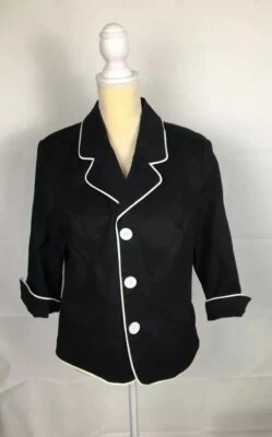 Новый с Ярлыками женская Studio Works Blazer Peacoat куртка синий черный с белой отделкой Sz M Gr8 - Изображение 1 из 3