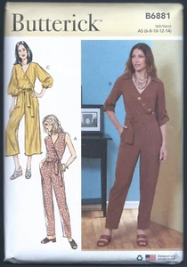 NEW/UNCUT Butterick B6881 Pattern Misses Jumpsuit, Sash & Belt  (Sizes 6-14) - Picture 1 of 2