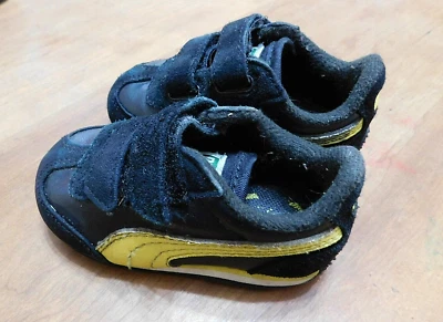 Puma black suede leather sneakers double straps toddler sz 3 - Image 1 of 4