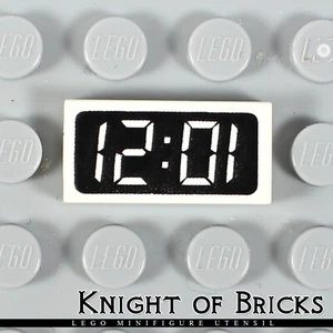 LEGO Minifigure WHITE Tile 1x2 with Groove with Clock Digital House - Picture 1 of 3