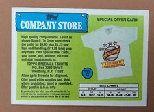 1989 TOPPS Carte BASEBALL COMPANY STORE Special Offer Card Trading Card
