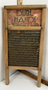 Vintage Dubl Handi Washboard Co Columbus Ohio Wash Board 18" X 8 5/8" Primitive - Picture 1 of 2