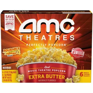 AMC Theatres Microwave Popcorn 6ct, Extra Butter.. - Picture 1 of 5