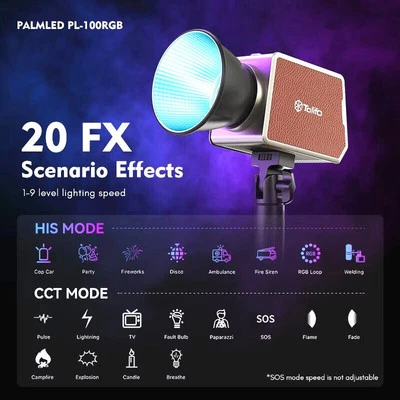 Tolifo PL-100RGB 100W CTT Full Color 2700K-6500K Pocket Led Video COB Light APP - Image 1 of 4