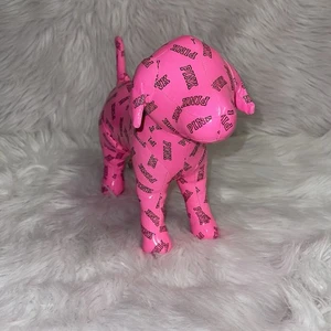 2015 Victoria's Secret PINK Hund Vinyl groß 9,5 Zoll Hot Pink Logo Stofftier - Bild 1 von 8