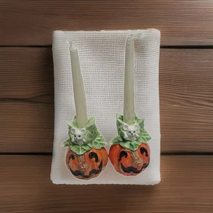 Vintage Fitz & Floyd OCI Halloween Jack-o-Lantern Kerzenhalter/Maus Posten/2 1989 - Bild 1 von 7