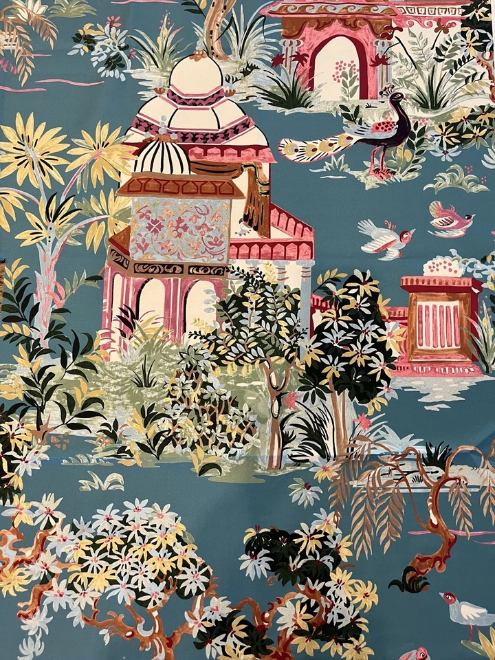 Thibaut Mystic Garden Teal Fabric 2yds. *remnant* EUC - Image 1 of 4