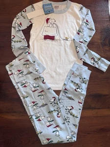 Hanna Andersson Pajamas Unisex Ice Skating Snoopy Holiday Peanuts Kids 12 NWT - Picture 1 of 19