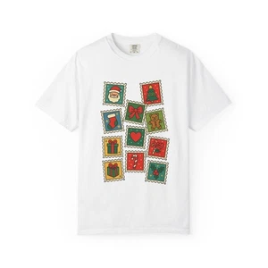 Christmas Stamp T-Shirt, Holiday Graphic Tee, Festive Season Shirt, Xmas  - Bild 1 von 21