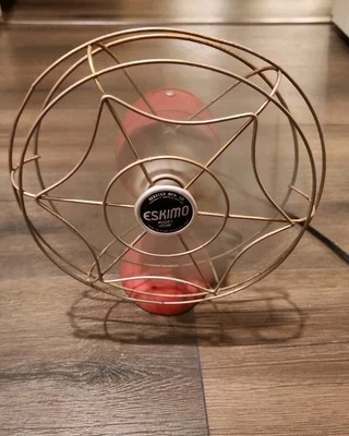 Eskimo Antique Cast Iron Metal Fan Model 1100R Red Works Great - Image 1 of 4