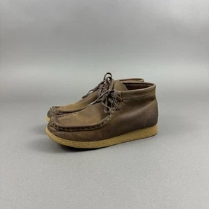 Clarks Wallabee Little Kids 13 M Boots Brown Leather Lace Up Moc Toe Shoes - Picture 1 of 11