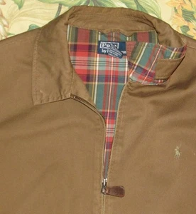 Vtg Polo RALPH LAUREN Brown Plaid Lined Cotton Jacket XL - Imagen 1 de 5