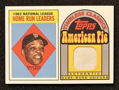 2001 Topps American Pie #3 Willie Mays 1962 Home Run Leaders Game Used Jersey - Image 1 of 2