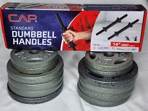 50 Pfund Kappe Platten und Standard Hantel Griffe 14 Zoll 2er Set Kostenloser Versand - Bild 1 von 4