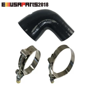 New 2" to 3" 90Degree Black Intake/Intercooler Silicone Hose Coupler +2x T-Clamp - Picture 1 of 9