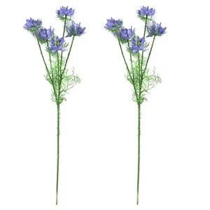 Set of 2 Artificial Blue Nigella Flower Stems 57cm - Flowers Home Decorative - Picture 1 of 6