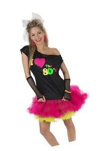 I Love The 80s Off The Shoulder Shirt Adult Women's Costume Accessory Top XL