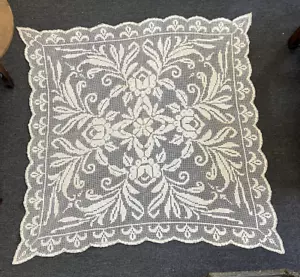 NEU 100 % Baumwolle Handarbeit Quadratisch Tischdecke Häkelspitze 48" x 48" Zoll - Bild 1 von 8