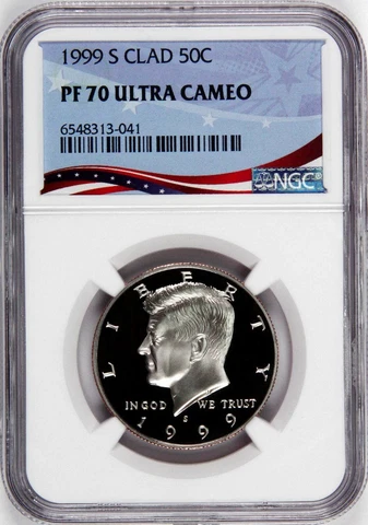 1999-S Proof Kennedy Half, Graded PF70UC by NGC ~ NEW Patriotic OSR Label! Cover