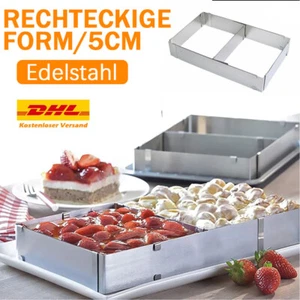 DE- Edelstahl Verstellbar Backrahmen eckig Torten Kuchen Ring stufenlos Backform - Bild 1 von 12
