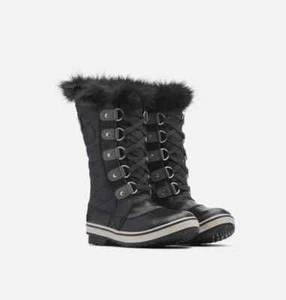 Sorel Tofino II 1690541-010 Kids 5 Black Faux Fur Waterproof Winter Boots Rock35 - Picture 1 of 14