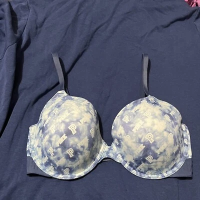 PINK Wear Everywhere T-Shirt Bra Tie Dye Underwire Lightly Lined Blue 36DD - Image 1 of 4
