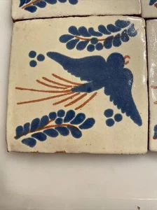 Glossy "Blue Bird" Mexican Talavera Ceramic Tile 4 x 4 - Picture 1 of 3