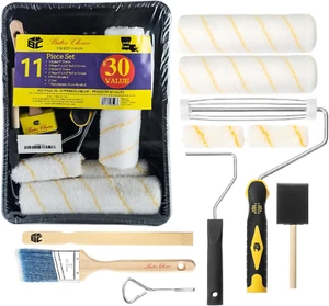 11-Piece Paint Roller Set with Brushes, Tray & Foam for Home Interior Painting - Picture 1 of 7