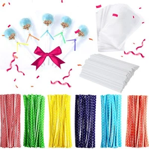 300pcs 6inch Lollipop Sticks Cake Pops Sticks Cake Pop Bags And Wrappers Chocola - Picture 1 of 6
