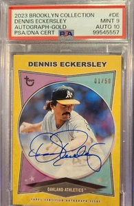 DENNIS ECKERSLEY ON CARD AUTO 1/50. #1 of only 50. PSA DUAL GRADES 9~10. POP 1. - Picture 1 of 5